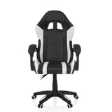 Schwarz-weißer Gamingstuhl GAMEBREAKER W02 mit Fußkreuz mit fünf Rollen von MyBuero – 360-Grad-Ansicht (Frontansicht 0°)