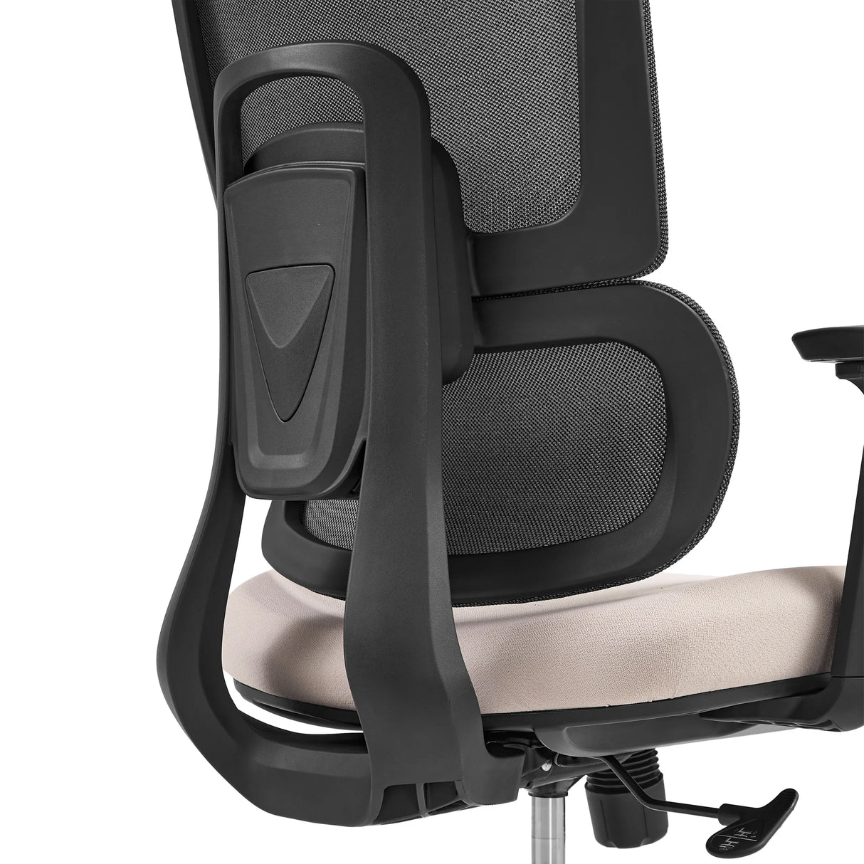 Rückseite der Rückenlehne mit Netzstoff des Profi-Bürostuhls Ergomy Pro von hjh OFFICE