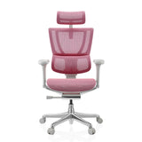 Rosa Luxus-Chefsessel ERGOHUMAN SLIM G GEN2 mit Netzrücken, Kopfstütze und Fußkreuz mit fünf Rollen von hjh OFFICE – 360-Grad-Ansicht (Frontansicht 0°)