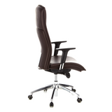 Dunkelbrauner Luxus-Chefsessel MURANO 20 mit Armlehnen und Fußkreuz mit fünf Rollen von hjh OFFICE – 360-Grad-Ansicht (Seitenprofil 100°)