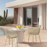 Outdoor-Stuhl BEGIO L in Beige mit Netzstruktur-Rückenlehne und Armlehnen von hjh LIVING