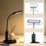 Verstellbare Schreibtischlampe Lumanova D4 in Schwarz von hjh OFFICE (KI-generiertes Bild)