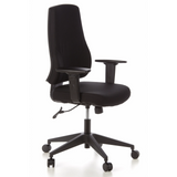Schwarzer Profi-Bürostuhl PRO-TEC 100 mit Armlehnen und Fußkreuz mit fünf Rollen von hjh OFFICE – 360-Grad-Ansicht (schräge Frontansicht 60°)