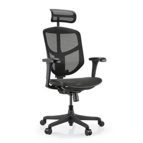 Schwarzer Bürostuhl Enjoy Eco MB mit Netzbezug, Kopfstütze und verstellbaren Armlehnen von hjh OFFICE