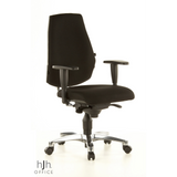 Schwarzer Profi-Bürostuhl SITNESS 30 mit Armlehnen und einem Fußkreuz mit fünf Rollen von Topstar – 360-Grad-Ansicht (schräge Frontansicht 40°)