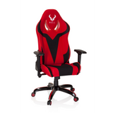 Rot-schwarzer Gamingstuhl PROMOTER II mit Armlehnen und Fußkreuz mit fünf Rollen von hjh OFFICE – 360-Grad-Ansicht (Frontansicht 20°)