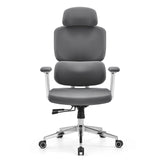 Grauer Profi-Bürostuhl Ergomy WF 2 mit Stoffbezug und einem Fußkreuz mit fünf Rollen von hjh OFFICE – 360-Grad-Ansicht (Frontansicht 0°)