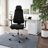 Schwarzer Profi-Bürostuhl PRO-TEC 400 mit Kopfstütze und verstellbaren Armlehnen von hjh OFFICE