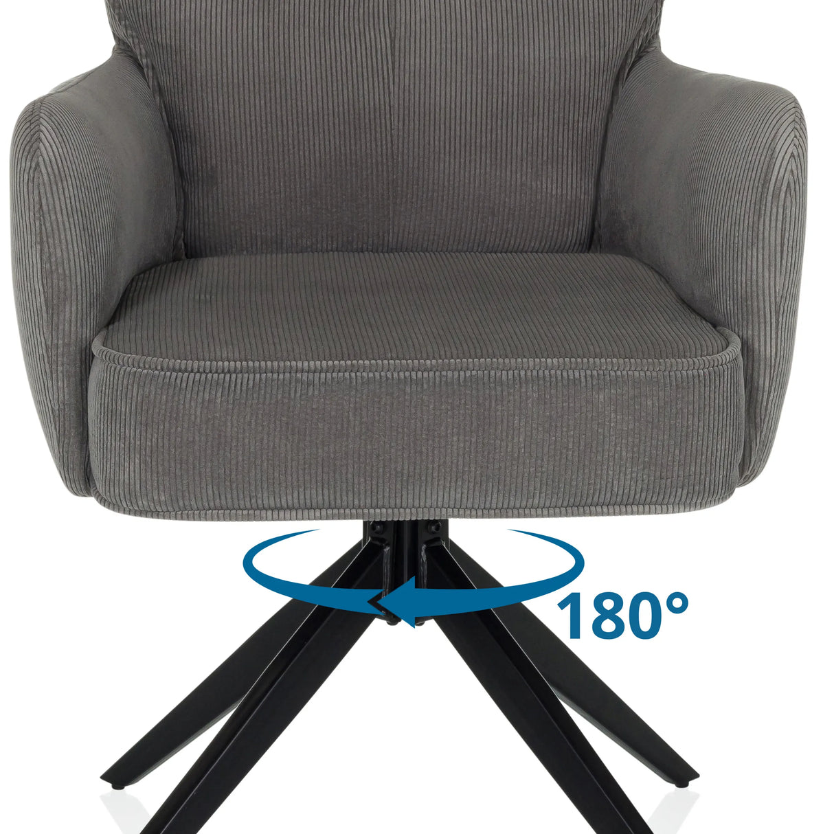Drehfunktion mit 180° Schwenkbereich des Polsterstuhls TARUGO in Grau von hjh LIVING