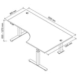 Technische Zeichnung des Schreibtischs XDSM 82 S mit 2000 × 1200 mm von hjh OFFICE PRO