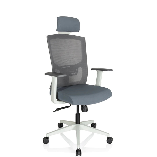 Profi-Bürostuhl CAPTIVO BASE W in Grau mit Netzrücken und Kopfstütze von hjh OFFICE