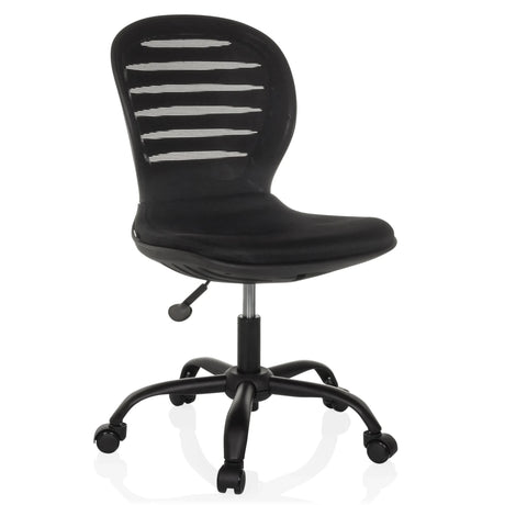 Schwarzer Homeoffice-Bürostuhl CASLA mit Netzrückenlehne und fünf Rollen von hjh OFFICE