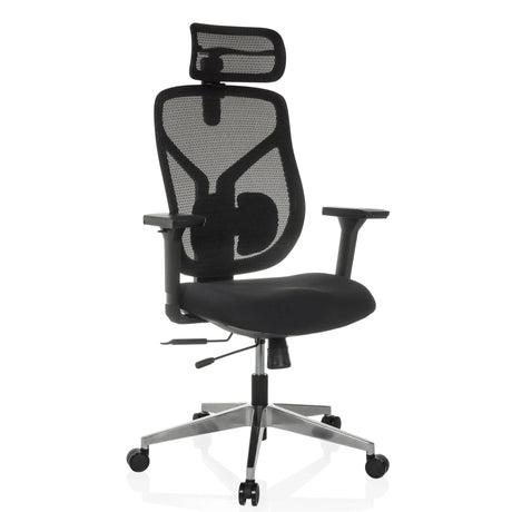 High-End-Bürostuhl CASSILIS B mit schwarzem Netzbezug und Kopfstütze von hjh OFFICE