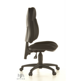 Schwarzer Homeoffice-Bürostuhl WELLPOINT 10 mit Fußkreuz und fünf Rollen von Topstar – 360-Grad-Ansicht (Seitenprofil 80°)