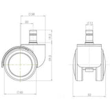 Technische Zeichnung der Stuhlrolle 5x ROLO 11mm/50mm mit einem Rollendurchmesser von 50 mm von hjh OFFICE