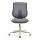 Grauer Homeoffice-Bürostuhl Sitflex Lady mit Netzrücken und Fußkreuz mit fünf Rollen von hjh OFFICE – 360-Grad-Ansicht (Frontansicht 0°)