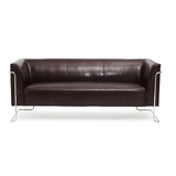 Braunes Loungesofa CURACAO als Drei-Sitzer mit verchromtem Gestell von hjh OFFICE – 360-Grad-Ansicht (Frontansicht 0°)