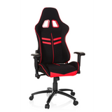 Schwarz-roter Gamingstuhl LEAGUE PRO I mit zwei Kopfstützen-Öffnungen und Fußkreuz mit fünf Rollen von hjh OFFICE – 360-Grad-Ansicht (Frontansicht 20°)