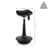 Maßzeichnung der Stehhilfe Balance Sit Ergo mit einer Höhe von 60–83 cm von hjh OFFICE