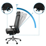 Verstellbare Rückenlehne bis 90° des Profi-Bürostuhls PRO-TEC XXL in Schwarz von hjh OFFICE
