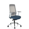 Profi-Bürostuhl CHIARO T2 WHITE mit grauem Netzrücken, blauer Sitzfläche und weißem Gestell von hjh OFFICE