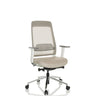Profi-Bürostuhl CHIARO T2 WHITE in Beige und Grau mit Netzrückenlehne und weißem Gestell von hjh OFFICE