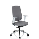 Profi-Bürostuhl CHIARO T4 WHITE mit grauem Stoffbezug, weißen Armlehnen und silbernem Fußkreuz von hjh OFFICE