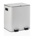 Beiger Mülleimer Clean 10 mit zwei separaten Deckeln und Fußpedalen von hjh OFFICE