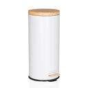Weißer Mülleimer CLEAN BAMBOO mit mattem Finish, Bambusdeckel und Trittpedal von hjh OFFICE