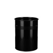 Schwarzer Mülleimer CLEAN III mit Lochmuster im oberen Bereich von hjh OFFICE