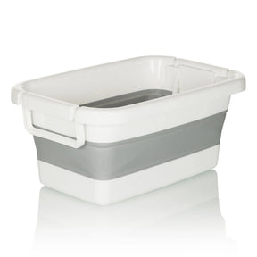 Faltbehälter CLEAN SILW in Grau und Weiß mit seitlichen Griffen von hjh OFFICE