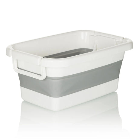 Faltbehälter CLEAN SILW in Grau und Weiß mit seitlichen Griffen von hjh OFFICE