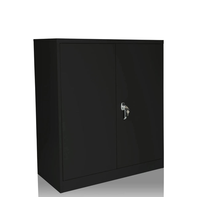 Schwarzer Aktenschrank COLOR AS 105 mit zwei Türen und einem Schloss von hjh OFFICE