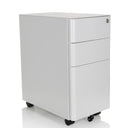 Weißer Rollcontainer COLOR I aus Metall mit drei Schubladen und Rollen von hjh OFFICE
