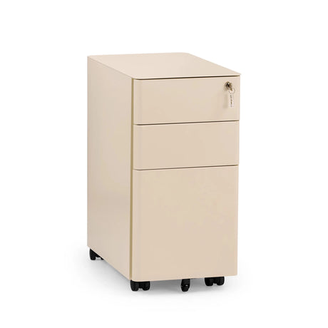 Beiger Rollcontainer COLOR I aus Metall mit drei Schubladen und Rollen von hjh OFFICE