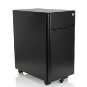 Schwarzer Rollcontainer COLOR I aus Metall mit drei Schubladen und Rollen von hjh OFFICE