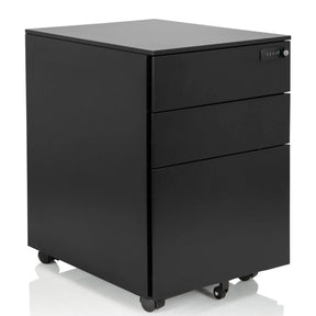 Schwarzer Rollcontainer COLOR OS I aus Metall mit drei Schubladen und Rollen von hjh OFFICE
