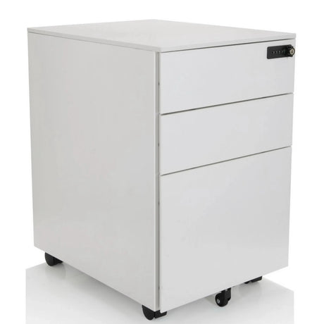 Weißer Rollcontainer COLOR OS I aus Metall mit drei Schubladen und Rollen von hjh OFFICE