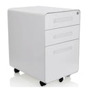 Weißer Rollcontainer COLOR PLUS I aus Metall mit drei Schubladen und Rollen von hjh OFFICE