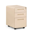 Beiger Rollcontainer COLOR PLUS I aus Metall mit drei Schubladen und Rollen von hjh OFFICE