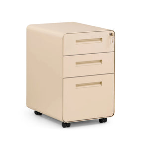 Beiger Rollcontainer COLOR PLUS I aus Metall mit drei Schubladen und Rollen von hjh OFFICE