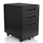 Schwarzer Rollcontainer COLOR PLUS I aus Metall mit drei Schubladen und Rollen von hjh OFFICE
