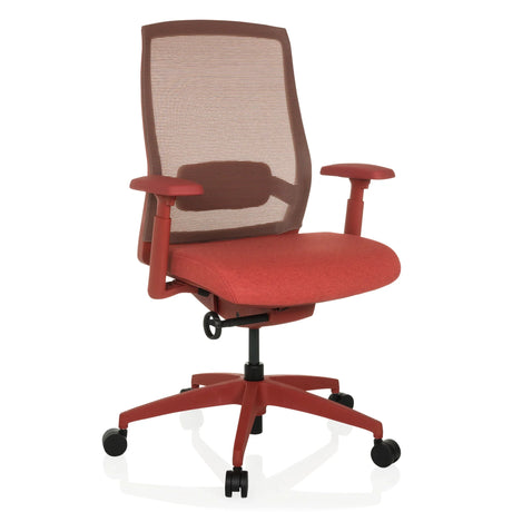 Roter Profi-Bürostuhl COLORE mit Netzrückenlehne und Armlehnen von hjh OFFICE