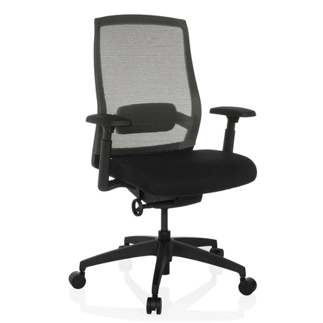 Schwarzer Profi-Bürostuhl COLORE mit Netzrückenlehne und Armlehnen von hjh OFFICE
