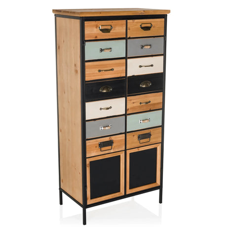 Kommode CONTINENTO HIGH in verschiedenen Holz- und Farbtönen mit schwarzem Metallrahmen von hjh LIVING