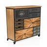 Sideboard CONTINENTO XL in dunklen Holzfarben mit schwarzen Metallakzenten und Rollen von hjh LIVING