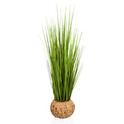 Kunstpflanze CORTADERIA in Grün mit geflochtenem Übertopf aus Naturmaterial von hjh OFFICE