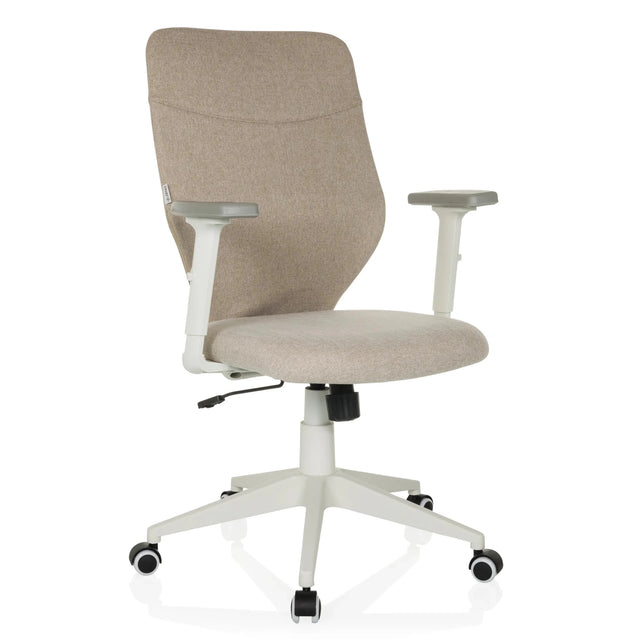 Homeoffice-Bürostuhl COSIO II mit beigem Stoffbezug und weißem Gestell von hjh OFFICE