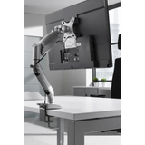 Silberner, flexibler Bildschirmarm CPSA mit Tischbefestigung für einen Monitor von hjh OFFICE PRO
