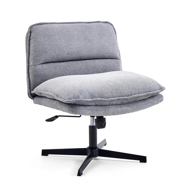 Dunkelgrauer Loungesessel Criss-Cross 20 mit strukturiertem Stoffbezug und schwarzem Sternfuß von hjh LIVING